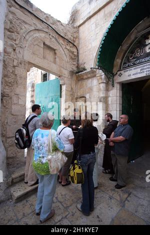 Via dolorosa, 9° stazioni della Croce a Gerusalemme, Israele Foto Stock