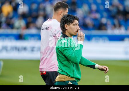 Hector Bellerin di Real Betis durante la partita Liga tra Deportivo Alaves e Real Betis all'Estadio de Mendizorrotza di Vitoria, in Spagna. Foto Stock