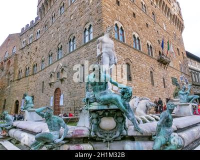 Florence, Italy - May 01, 2014: Palazzo Vecchio is the town hall of Florence. The palace was built in 1299 and since 1872 it has housed the office of Stock Photo