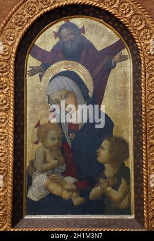 ZAGABRIA, CROAZIA - DICEMBRE 08: Pseudo Pier Francesco Fiorentino: Dio Padre benedice la Vergine col Bambino con San Giovanni, Collezione dei vecchi Maestri, Cr Foto Stock