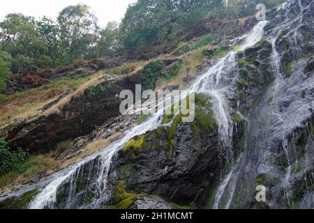 La cascata Powerscourt è una cascata sul fiume Dargle vicino Enniskerry, contea di Wicklow, in Irlanda. Foto Stock