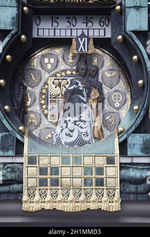 Dettaglio del famoso Ankeruhr Jugendstil in Vienna Foto Stock