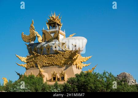 Il tempio dei pesci gatto Mekong o Wat Pla Buek Chiang Khong nella città di Chiang Khong nella provincia di Chiang Rai in Thailandia. Thailandia, Chiang Khon Foto Stock