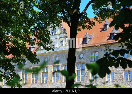 Il castello è una vista della città di Weikersheim Foto Stock