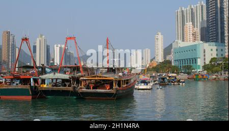 Aberdeen, Hong Kong 12 maggio 2019: Porto di pescatori di Hong Kong Foto Stock