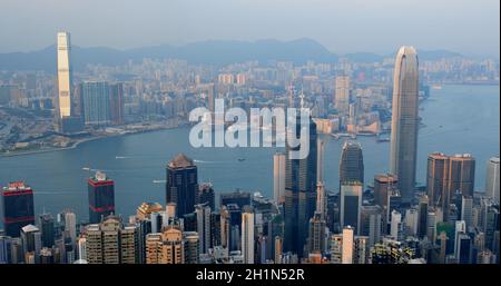 Centro, Hong Kong 06 ottobre 2019: Città di Hong Kong al tramonto Foto Stock