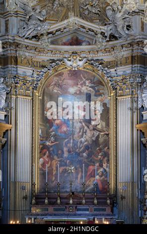 Martiri degli Apostoli Filippo e Giacomo il meno di Domenico Maria Muratori, pala d'altare nella chiesa dei Santi XII Apostoli a Roma Foto Stock