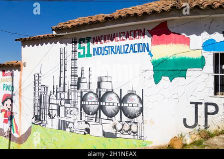 Arte di strada da Sucre, Bolivia. Città boliviana Foto Stock