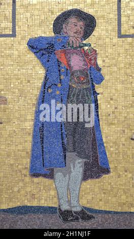 Mosaico sulla facciata del palazzo, Glockenspielplatz in Graz, Stiria, Austria Foto Stock