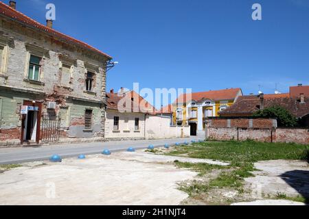 Distrutto casa come conseguenze della guerra. Il croato guerra di indipendenza è stata combattuta dal 1991 al 1995 in Pakrac, Croazia Foto Stock