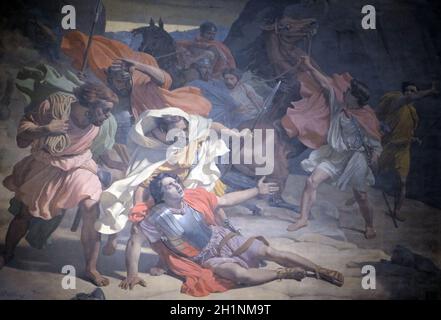 Conversione di San Paolo, pittura murale di Michel-Martin Drolling nella Chiesa di San Sulpice, Parigi, Francia Foto Stock