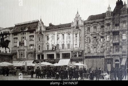 Cartolina d'epoca emessa all'inizio del XX secolo con l'immagine di Zagabria, Croazia Foto Stock