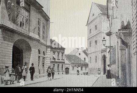 Cartolina d'epoca emessa all'inizio del XX secolo con l'immagine di Zagabria, Croazia Foto Stock