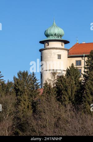 Antico castello medievale a Nowy Wisnicz. Polonia Foto Stock