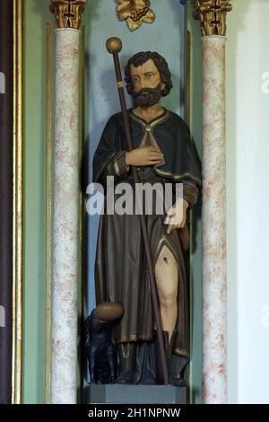 Statua di San Rocco sull'altare di San Vito nella Cappella di nostra Signora a Dubovec, Croazia Foto Stock