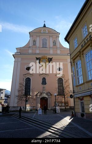 La chiesa parrocchiale di San Nicola a Bad Ischl, Austria Foto Stock