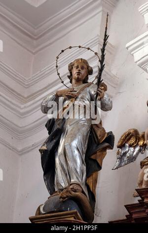 Immacolata Concezione, l'altare di San Francesco di Assisi nella chiesa di San Leonardo di Noblac in Kotari, Croazia Foto Stock