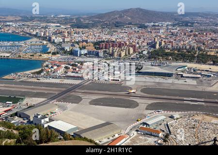 Gibilterra - 30 luglio 2018: Panoramica dell'aeroporto di Gibilterra (GIB). Foto Stock