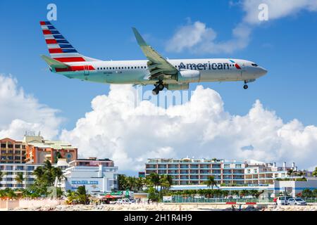 Sint Maarten, Antille Olandesi - 16 settembre 2016: Aereo American Airlines Boeing 737-800 all'aeroporto di Sint Maarten, Antille Olandesi Foto Stock