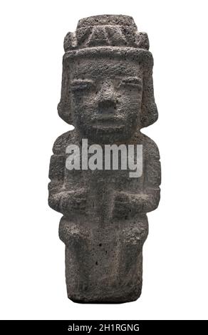 Madrid, Spagna - 11 luglio 2020: Statuetta di pietra di Nicoya raffigurante un capo. Periodo 5. 500 AC. Costa Rica. Museo delle Americhe, Madrid, Spagna Foto Stock