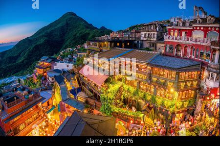 Vista dall'alto della vecchia strada di Jiufen a Taipei Taiwan Foto Stock