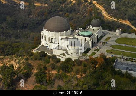 Osservatorio Griffith, Griffith Park, il Monte Hollywood Los Angeles, California, Stati Uniti d'America - aerial Foto Stock