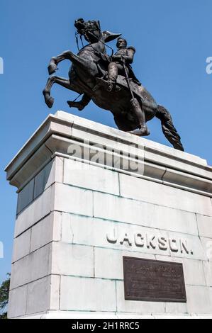 Statua equestre del presidente degli Stati Uniti Andrew Jackson. Foto Stock