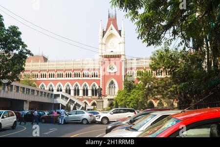 La Corte alta di Calcutta, è la più antica Corte alta in India. Il design dell'edificio si basa sulla Cloth Hall, Ypres, in Belgio. B.B.D. Bagh, Kolkata, W. Foto Stock