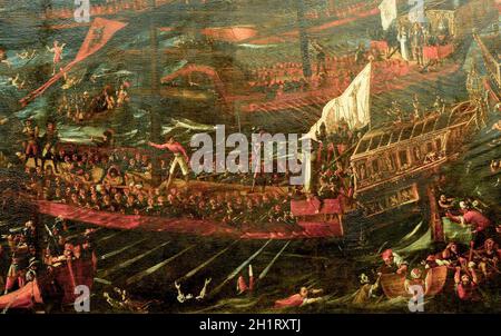 Battaglia navale di Lepanto, 1571. Dettaglio. Artista sconosciuto. Museo Navale, Madrid Foto Stock