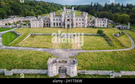 Veduta aerea del Castello di Lowther, Penrith, nel Lake District, Cumbria, Regno Unito Foto Stock