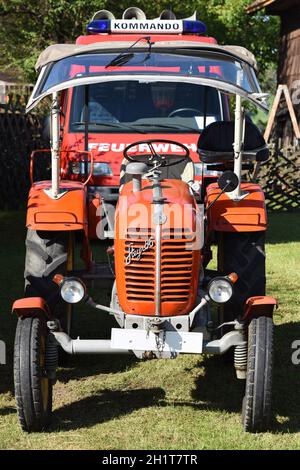 Oldtimer-Traktor-Treffen a Neukirchen, Vöcklabruck, Österreich, Europa - incontro dei trattori d'epoca a Neukirchen, Vöcklabruck, Österreich, Europa Foto Stock