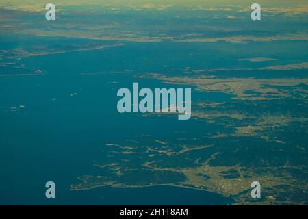 Arcipelago giapponese Vista aerea di (Kansai e Shikoku). Luogo di ripresa: Prefettura di Osaka Foto Stock