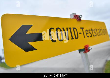 Corona-Teststation in Oberösterreich, Österreich, Europa - Stazione di prova Corona in Austria superiore, Austria, Europa Foto Stock