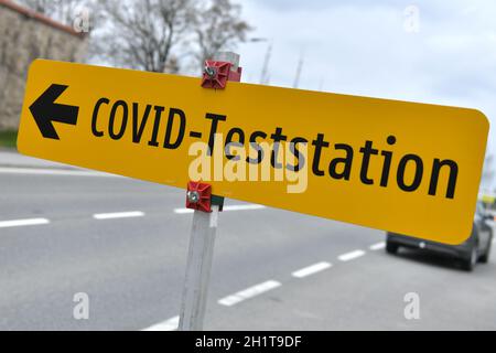 Corona-Teststation in Oberösterreich, Österreich, Europa - Stazione di prova Corona in Austria superiore, Austria, Europa Foto Stock