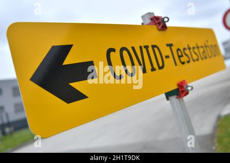 Corona-Teststation in Oberösterreich, Österreich, Europa - Stazione di prova Corona in Austria superiore, Austria, Europa Foto Stock