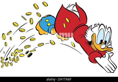 Uncle Scrooge mcduck anatra più ricche al mondo illustrazione cartoon Foto Stock