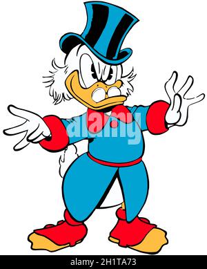 Uncle Scrooge mcduck anatra più ricche al mondo illustrazione cartoon Foto Stock