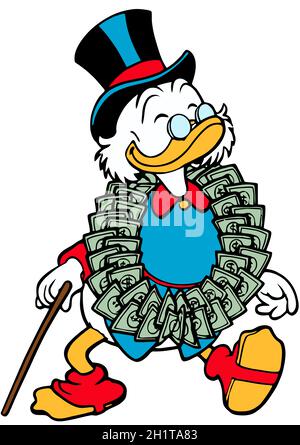 Uncle Scrooge mcduck anatra più ricche al mondo illustrazione cartoon Foto Stock