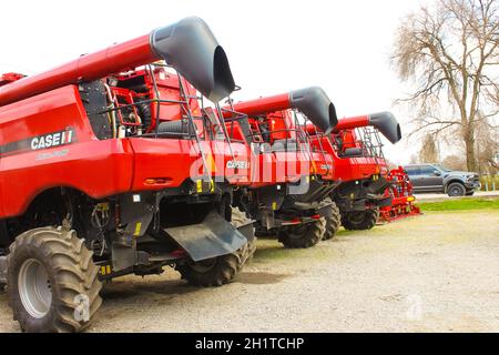 Kiev, Ucraina - 16 giugno 2020: Modern Axial-Flow 7140 by Case IH Combine at Road at Kyiv, Ucraina on June 16, 2020 Foto Stock