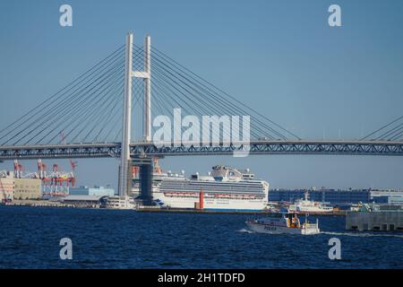 Diamond Princess ancorato a Daikokufuito (rivestimento di lusso). Luogo di tiro: Yokohama-città prefettura di kanagawa Foto Stock