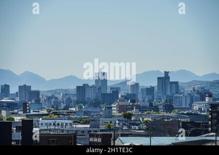 Prefettura di Miyagi, skyline di Sendai (da Arai direzione). Luogo di tiro: Sendai, Prefettura di Miyagi Foto Stock