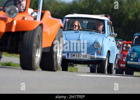 U30-Treffen im Almtal für Fahrzeuge mit weniger als 30 PS, Österreich, Europa - U30 riunione ad Almtal per veicoli con meno di 30 CV, Austria, Euro Foto Stock