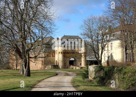 Grosse Burg Kleinbüllesheim, Wasserburg aus dem 18. Jahrhundert, Euskirchen, Nordrhein-Westfalen, Germania Foto Stock