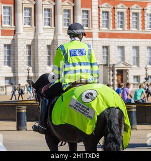 LONDRA, Regno Unito - CIRCA aprile 2011: Ha montato l'ufficiale di polizia alla Parata della Guardia di cavalli. Foto Stock