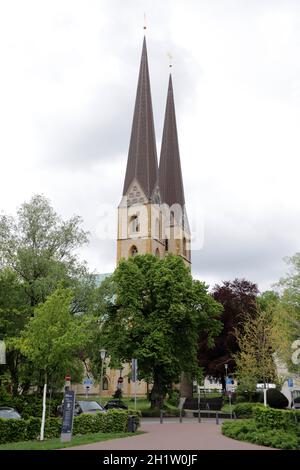 evangelische Neustädter Marienkirche aus dem 15. Jahrhundert, Bielefeld, Nordrhein-Westfalen, Germania Foto Stock