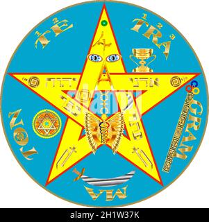 pentagram Kabbalah mistico numerologia illustrazione geometrica Foto Stock