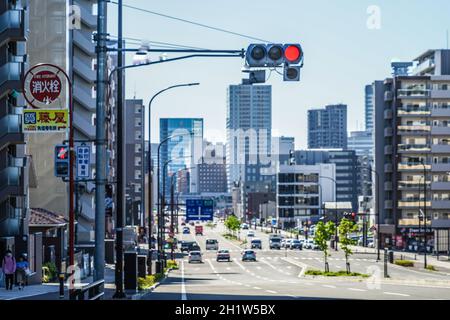 Strade di Sendai, Prefettura di Miyagi. Luogo di tiro: Sendai, Prefettura di Miyagi Foto Stock