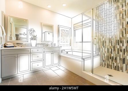 Master personalizzata foto Bagno con tratto di pennello da disegno. Foto Stock