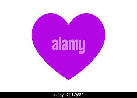 Illustrazione del cuore viola su bianco. Icona del simbolo dell'amore. San Valentino. Matrimonio. Foto Stock