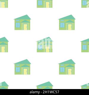 Verde piccolo cottage motivo senza giunture sfondo ripetizione carta da parati vettore geometrico Illustrazione Vettoriale
